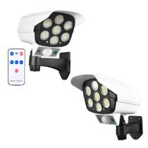 Luminaria Solar Dummy Camera Falsa Controle Sensor Presença Kit 2 Uni 77 Leds 3 funções Segurança Casa Portao Luz Externa Garagem Rua Luminaria Solar Dummy Camera Falsa Controle Sensor Presença Kit 2 Uni 77 Leds 3 funções Segurança Casa Portao Luz Externa Garagem Rua