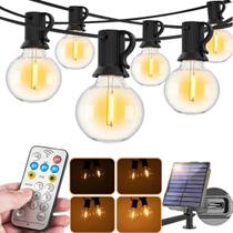 Luminária Solar Ecoforce Jardim 8 Lâmpadas Led Amarela Branco Quente Cordão 4,6 Metros Spot Parede Arandela Controle