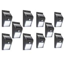 Luminária Solar Externa Led Parede Jardim Kit C/10 Unidades
