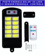 Luminária Solar Inteligente Refletor Led 100w Poste Sensor Presença Controle 160 Leds Cob Branco