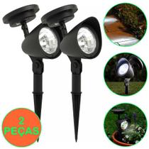 Luminária Solar Jardim PVC Rígido Spot 3 leds 2 peças CBRN13081