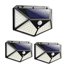 Luminária Solar Kit 100 leds Branco quente 3 Unidades Parede Sensor de Movimento