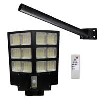 Luminaria Solar Led 600W Poste Kit Suporte Refletor Sensor Presença Movimento Controle Haste Pintura Eletrostatica Iluminaçao Publica Residencia Comer