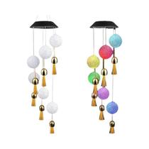 Luminária Solar LED À Prova d'Água Com Mudança De Cor, Sino De Vento De Cristal E Lâmpada De