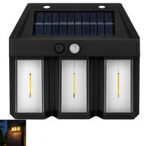 Luminaria Solar LED Arandela Filamento Sensor de Presença Movimento Iluminaçao Garagem Jardim Quintal Ambiente Externo