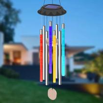 Luminária Solar LED Colorida À Prova d'Água Com Sino De Vento, Lâmpada Pendente Tubular Para Luminária Solar LED Colorida À Prova d'Água Com Sino De Vento, Lâmpada Pendente Tubular Para