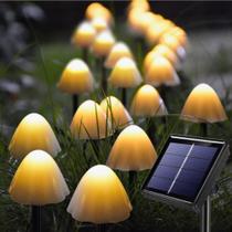 Luminária Solar Mushroom de Jardim Área Externa Casa Campo Luz Energia Solar 3,5m Com 12 Leds - OEM