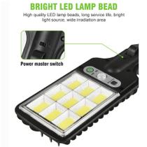 Luminária Solar Parede 108 COB Carregar LED Luz Branco frio Prova DÁgua Sensor Presença 3 funções