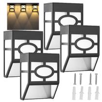 Luminaria Solar Parede Arandela Kit 4 Uni Spot Balizador Iluminaçao Decoraçao Garagem Casa Jardim Quintal Varanda Luz Led Segurança - AB.MIDIA