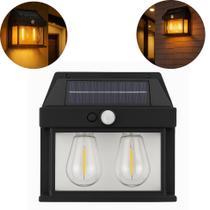 Luminária Solar Parede LED Filamento IP65 Com Sensor Movimento Para Área Externa Decorativa