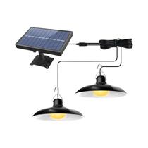 Luminária Solar Pendente De Duas Cabeças Super Brilhante Para Uso Interno E Externo Com Painel Solar Luminária Solar Pendente De Duas Cabeças Super Brilhante Para Uso Interno E Externo Com Painel Solar