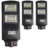 Luminaria Solar Poste 120w Parede 3 unidades Sensor Movimento Controle Energia Luz Jardins Exterior