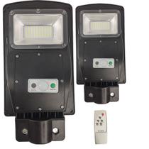 Luminaria Solar Poste 60w Led Rua Kit 2 Und Controle e Sensor de Movimento Jardins Areas Externas Iluminaçao