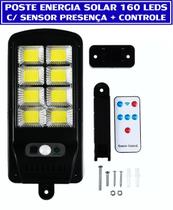 Luminária Solar Refletor Led 100W Poste Sensor 160 Leds Cob