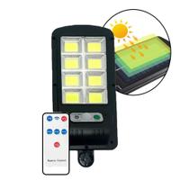 Luminária Solar Refletor Poste 150w com Controle e Sensor de Presença Luz Led P/ Jardim Quintal - EMB-UTILIT