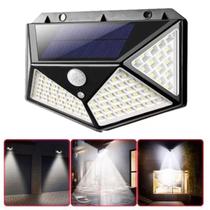 Luminaria Solar Sensor Presença 100 Led Área Externas Corred Luminaria Solar Sensor Presença 100 Led Área Externas Corred
