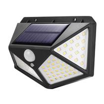 Luminária Solar Spot Externo Lâmpada Refletor Arandela C/ 100 Leds Com Sensor De Presença A Prova Dágua Branco Frio