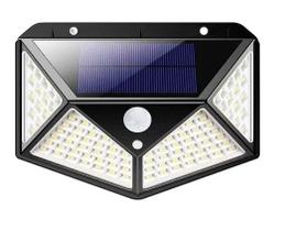 Luminária Solar Spot Lâmpada C/ 100 Leds Com Sensor De Presença Iluminação Área Externa Muro A Prova Dágua Branco Frio