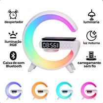 Luminária Speaker RGB Bluetooth Indução Carregador Som