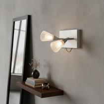 Luminária Spot 2 Lamp. Branco -Vidro e Madeira - Madelustre Luminária Spot 2 Lamp. Branco -Vidro e Madeira - Madelustre