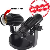 Luminaria spot direcionavel para 2 Lampadas Aletado Kit 3 Unidades Cor Preto Bivolt