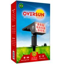 Luminária Spot Solar 60w Potente Jardim Refletor Led Vermelho Oversun