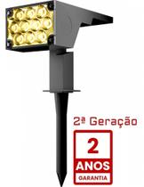 Luminaria Spot Solar Espeto Jardim LED 12h Luz Branco Quente 3000k - Oversun