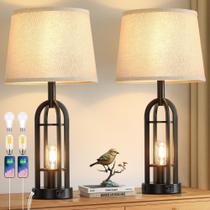 Luminária SRJJA 61 cm estilo farmhouse, kit com 2 unidades e portas USB A+C