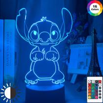 luminaria Stitch com base - led colorido- acrilico
