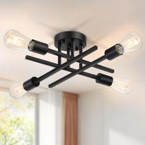 Luminária SunRider 4-Light Semi Flush Black 42x42x14cm 110V