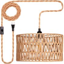 Luminária suspensa Maliralt Rattan Pendant Light, cabo cilíndrico de 5 m Luminária suspensa Maliralt Rattan Pendant Light, cabo cilíndrico de 5 m