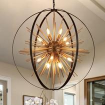 Luminária TACDANDM Sputnik Dourada Preta 80 cm 16 Lâmpadas Luminária TACDANDM Sputnik Dourada Preta 80 cm 16 Lâmpadas