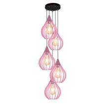 Luminária Teto Lustre Pendente Balcão Cozinha Sala 5 Chile Cor:rosa
