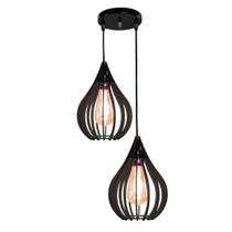 Luminária Teto Lustre Pendente Balcão Cozinha Sala Duplo Cor:preto. - alta durabilidade