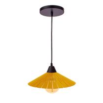 Luminária Teto Lustre Pendente Balcão Cozinha Sala Mdf Cabo Cor:amarelo. - Alta Performance