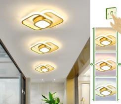 Luminária Teto Moderna Sobrepor 30w Quadrado Dourado Luz 3/1 - Green Age