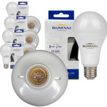 Luminaria teto parede plafon redondo branco lampada led 9W bocal e-27 kit 4 unidades