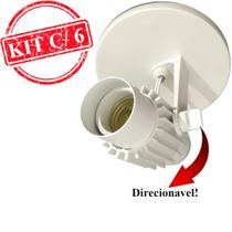 Luminaria teto parede sala cozinha spot direcionavel branco Kit de luminaria c/ 6 Unidades