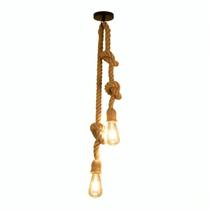 Luminária Teto Pendente Rustico Retro Corda Dupla Sala 1.5m