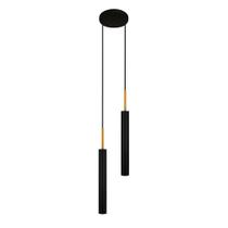 Luminária Teto Pendente Tubo Duplo Mesa Balcão Preto Dourado