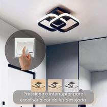Luminária Teto Sobrepor Quadrada Metal 33x33x10 Três Cores Ambiente Frio, Quente e Neutro Moderna