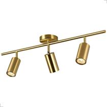 Luminária Teto Spot Triplo Orientável Sobrepor Gold Aluminio