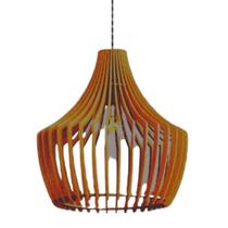 Luminária Teto tipo Pendente CASTELO MDF - Completa - Cor: Marrom