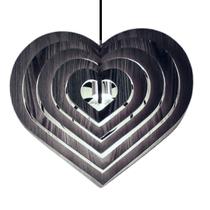 Luminária Teto tipo Pendente CORAÇÃO MDF - Completa - Cor: Preta