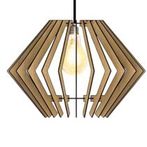 Luminária Teto Tipo Pendente Diamante Mdf Completa - MDF Cru