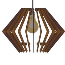 Luminária Teto Tipo Pendente Diamante Mdf Completa - MDF Marrom