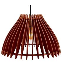 Luminária Teto Tipo Pendente Em Mdf Aruanã Completa - Marrom Luminária Teto Tipo Pendente Em Mdf Aruanã Completa - Marrom