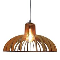 Luminária Teto Tipo Pendente Em Mdf - Completa - Marrom