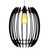 Luminária Teto tipo Pendente GREGA MDF - Completa - Cor: Preta Luminária Teto tipo Pendente GREGA MDF - Completa - Cor: Preta