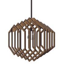 Luminária Teto Tipo Pendente Hexagonal Mdf - Completa Cor: Marrom Luminária Teto Tipo Pendente Hexagonal Mdf - Completa Cor: Marrom